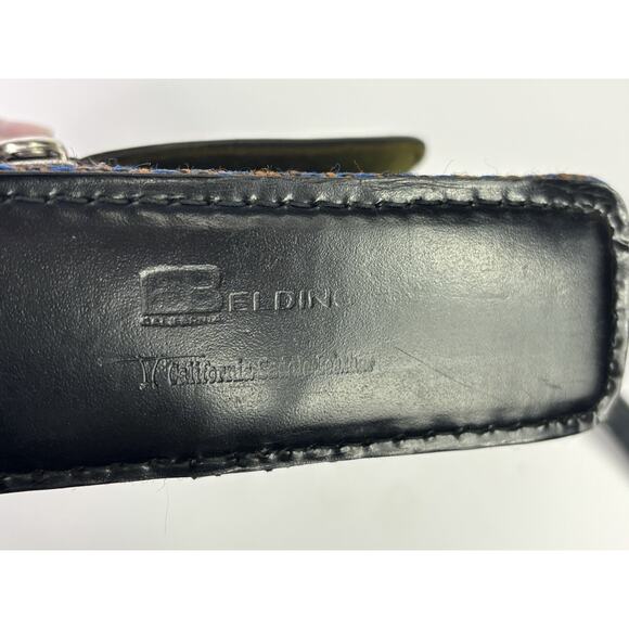 Vintage Belding California Saddle Leather Tweed Bag Crossbody Bag Purse 7x5.5" - Picture 7 of 16